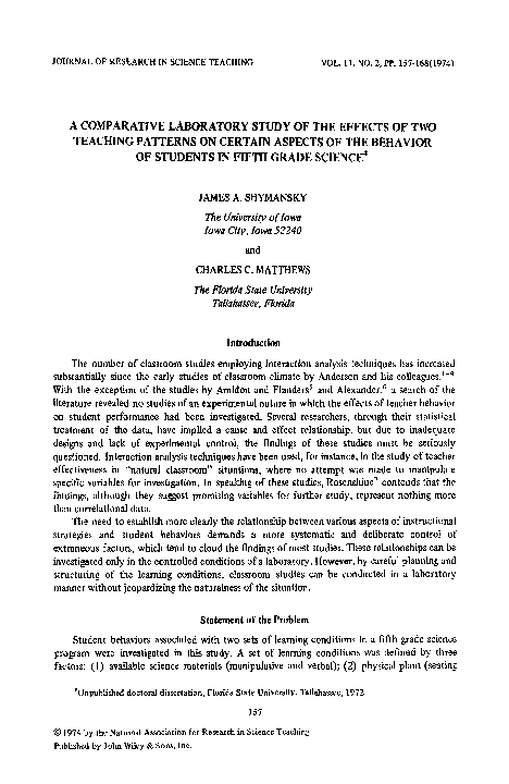 (PDF) A comparative laboratory study of the effects of two teaching ...