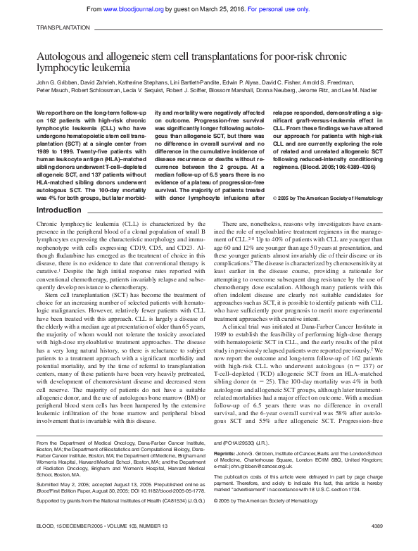 (PDF) Autologous and allogeneic stem cell transplantations for poor ...