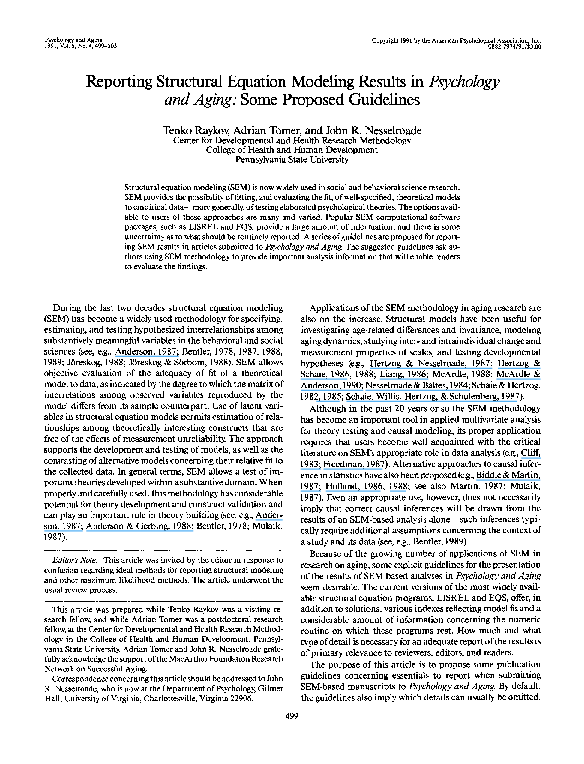 (PDF) Reporting structural equation modeling results in Psychology and ...