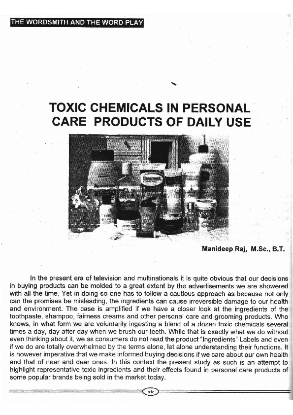 toxic chemicals in personal care products