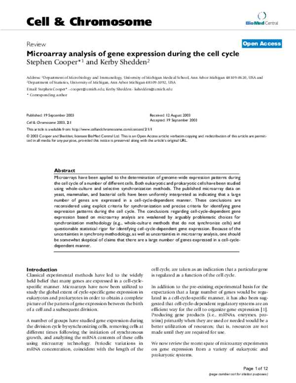 (PDF) Microarray analysis of gene expression during early stages of ...