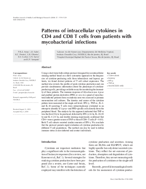 (PDF) Patterns of intracellular cytokines in CD4 and CD8 T cells from ...