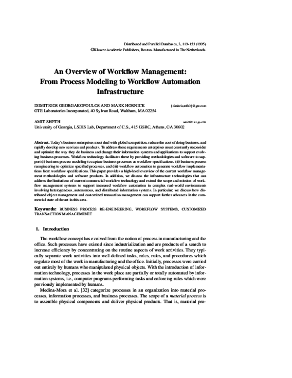(PDF) An Overview of Workflow Management: From Process Modeling to ...