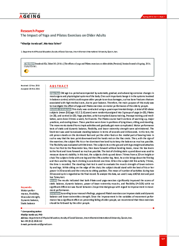 (PDF) The Impact of Yoga and Pilates Exercises on Older Adults