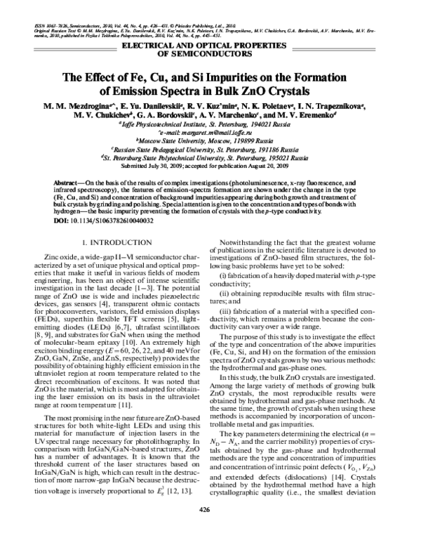 (PDF) The effect of Fe, Cu, and Si impurities on the formation of ...