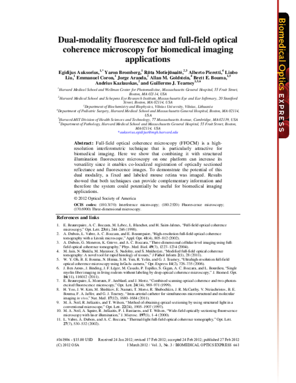 (PDF) Dual-modality fluorescence and full-field optical coherence ...