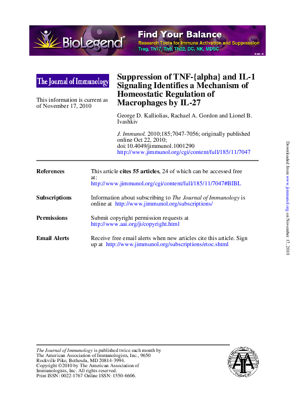 (PDF) Suppression of TNF- and IL-1 Signaling Identifies a Mechanism of ...