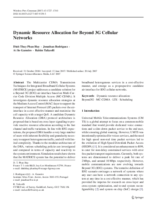 (PDF) Dynamic Resource Allocation for Beyond 3G Cellular Networks
