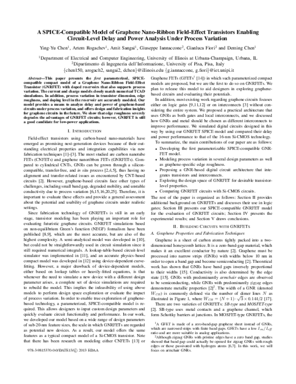 (PDF) A SPICE-Compatible Model of Graphene Nano-Ribbon Field-Effect ...