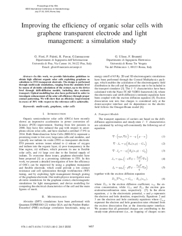 (PDF) Improving the efficiency of organic solar cells with graphene ...