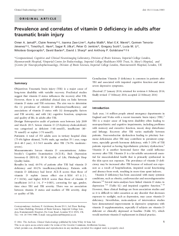 (PDF) Prevalence and correlates of vitamin D deficiency in adults after ...