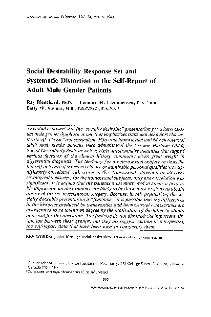 (PDF) Social desirability response set and systematic distortion in the ...