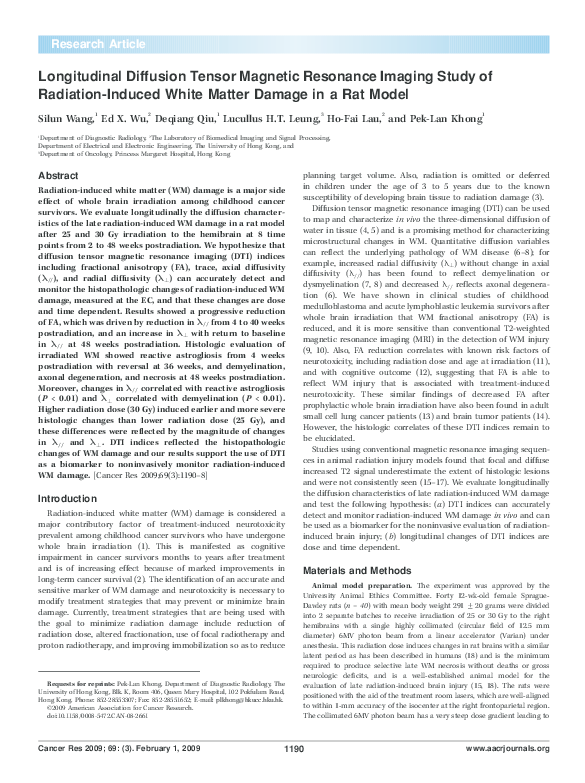 (PDF) Longitudinal Diffusion Tensor Magnetic Resonance Imaging Study of ...