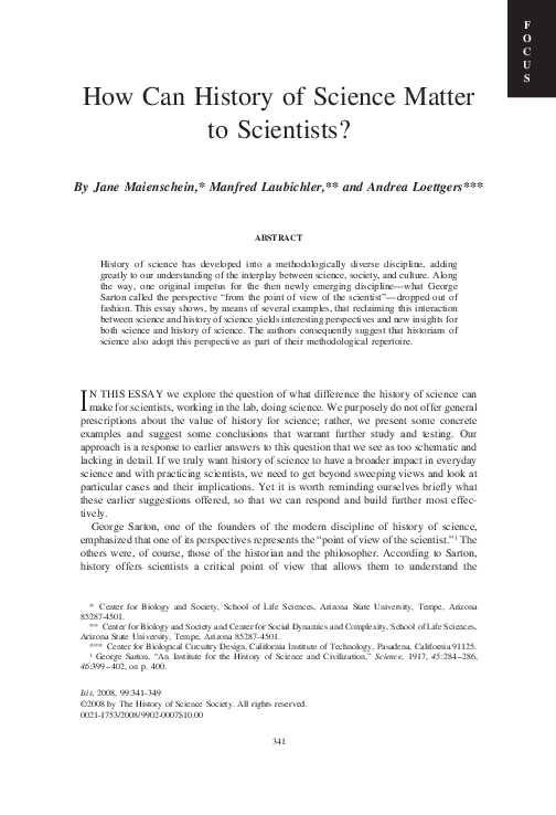 (PDF) How Can History of Science Matter to Scientists Andrea