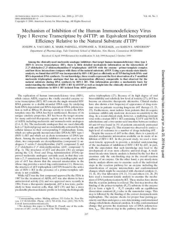 (PDF) Mechanism of Inhibition of the Human Immunodeficiency Virus Type ...