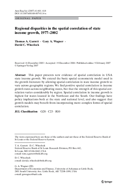 (PDF) Regional disparities in the spatial correlation of state income ...