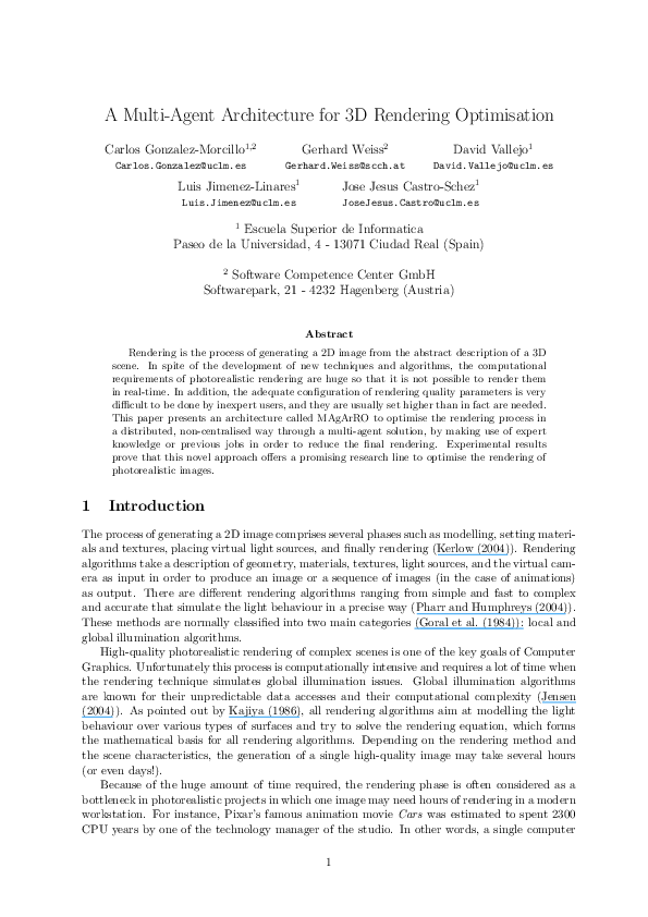 (PDF) A Multiagent Architecture for 3D Rendering Optimization