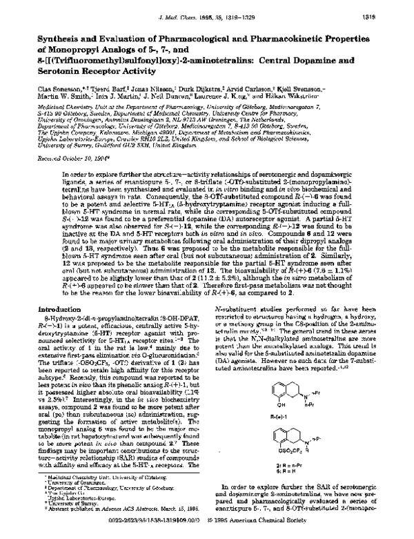 (PDF) Synthesis and Evaluation of Pharmacological and Pharmacokinetic ...