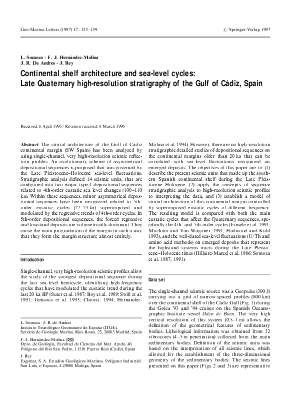 (PDF) Continental shelf architecture and sealevel cycles Late