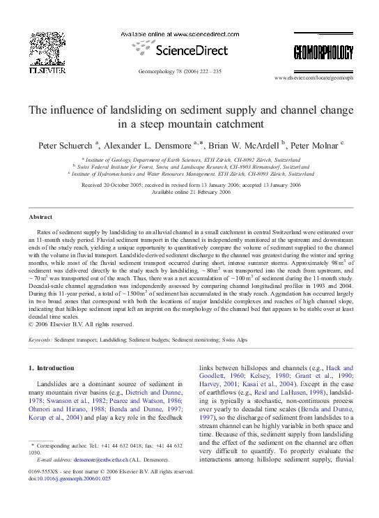 (PDF) The influence of landsliding on sediment supply and channel ...