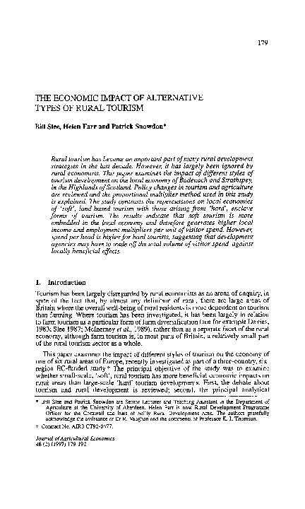 (PDF) The Economic Impact of Alternative Types of Rural Tourism
