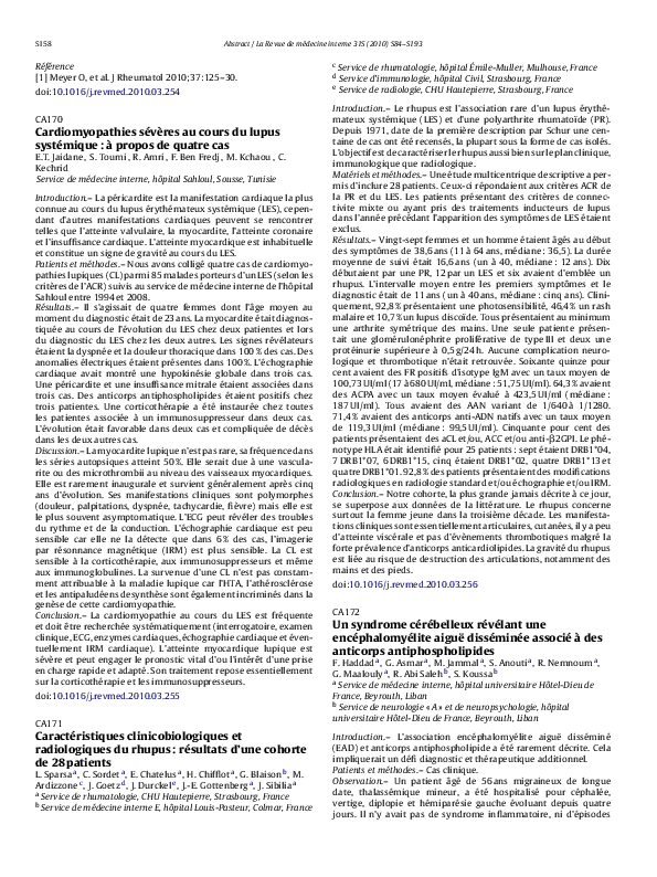 (PDF) Un syndrome cérébelleux révélant une encéphalomyélite aiguë