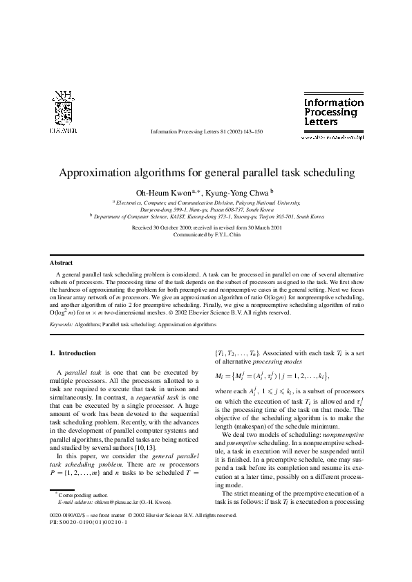 (PDF) Approximation algorithms for general parallel task scheduling