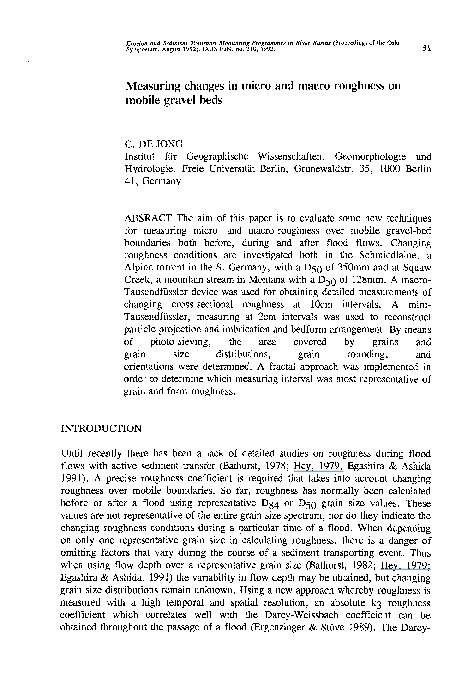 (PDF) Measuring changes in micro and macro roughness on mobile gravel beds