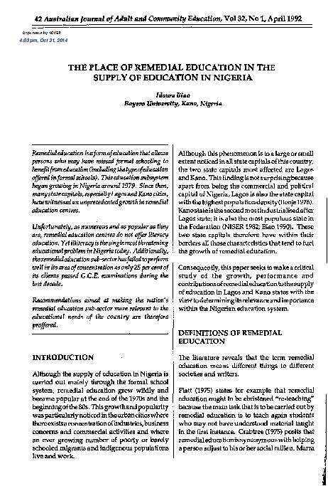 pdf-the-place-of-remedial-education-in-the-supply-of-education-in-nigeria-idowu-biao