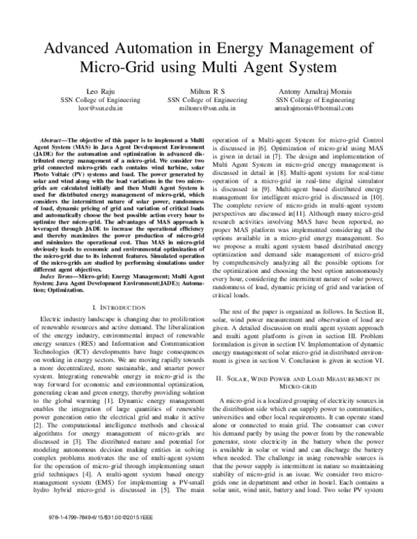 (PDF) Advanced Automation in Energy Management of Micro-Grid using ...
