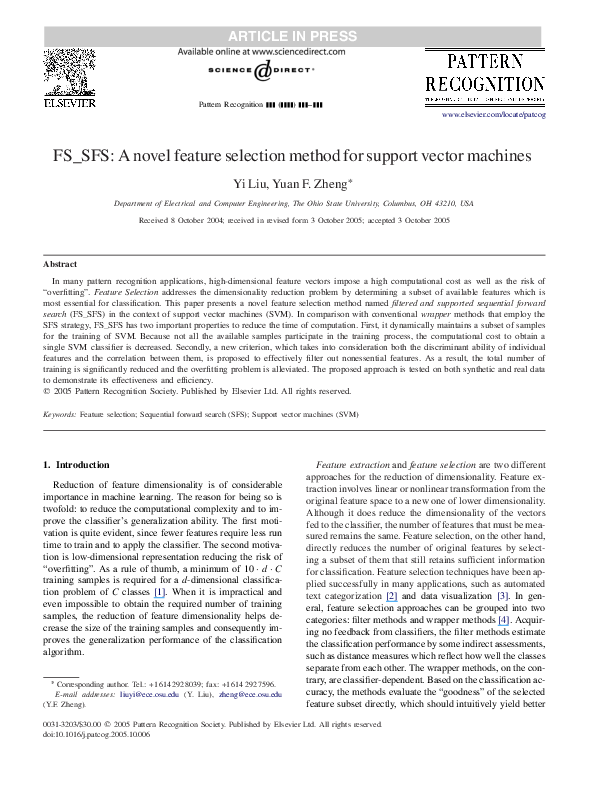 (PDF) FS_SFS: A novel feature selection method for support vector machines