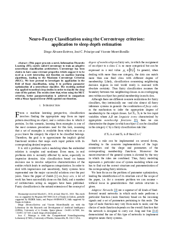 (PDF) Neuro-Fuzzy Classification Using the Correntropy Criterion ...