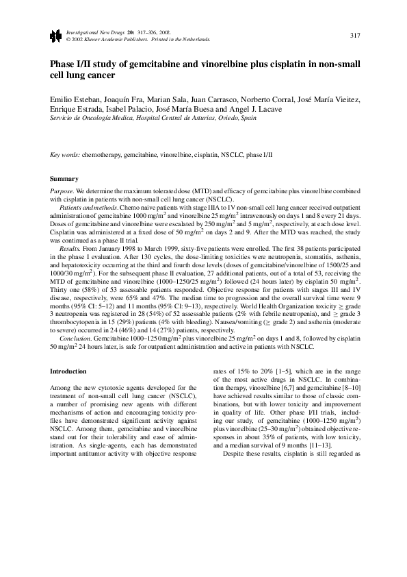 (PDF) Phase I/II Study of Gemcitabine and Vinorelbine Plus Cisplatin in ...
