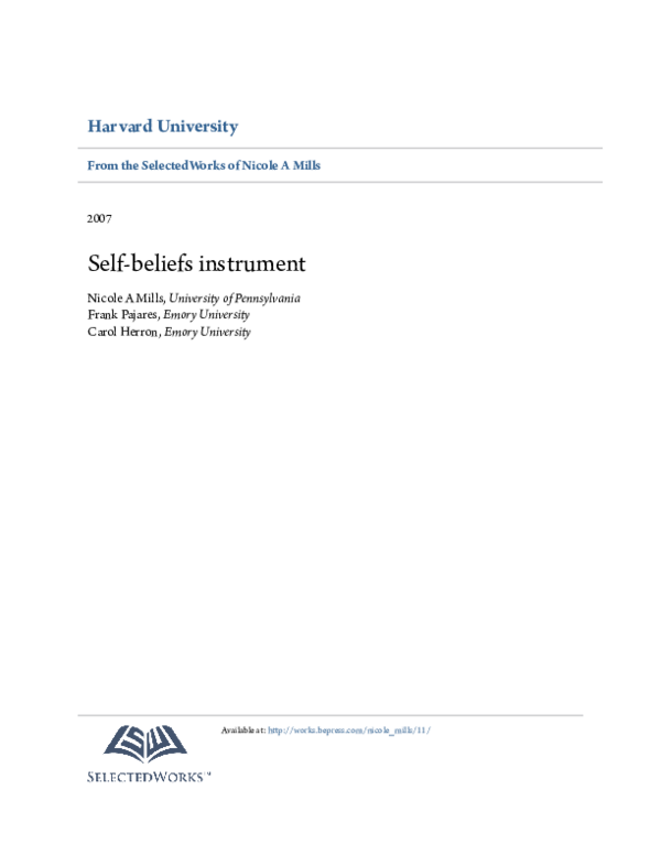 (PDF) Self-beliefs instrument