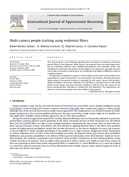 (PDF) Multi-camera people tracking using evidential filters