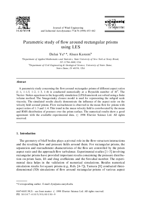 (PDF) Parametric study of flow around rectangular prisms using LES