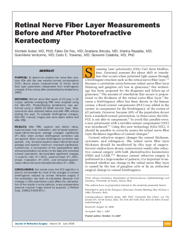 (PDF) Retinal nerve fiber layer measurements before and after ...