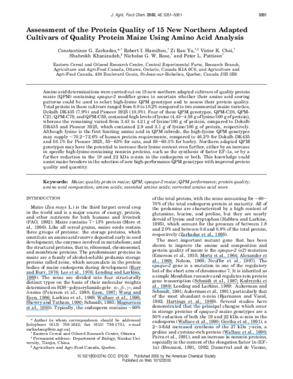 (PDF) Assessment of the Protein Quality of 15 New Northern Adapted
