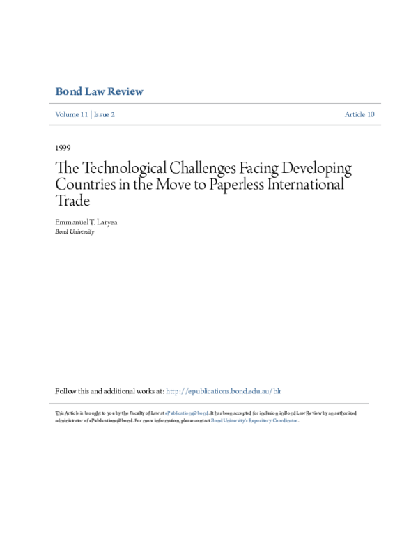 (PDF) The Technological Challenges Facing Developing Countries in the ...