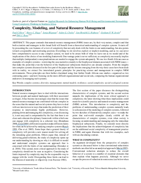 (PDF) Complexity, Modeling, and Natural Resource Management