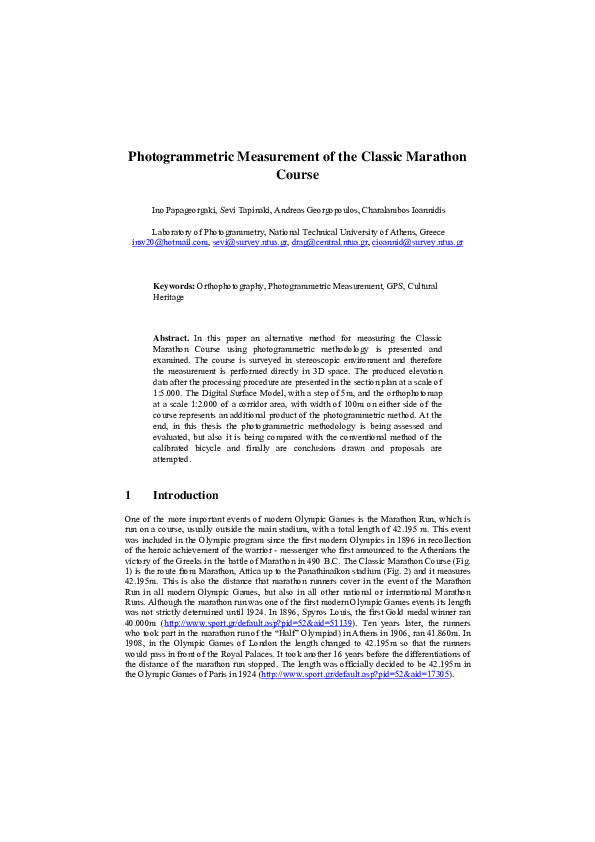 (PDF) Measuring the Classic Marathon Course