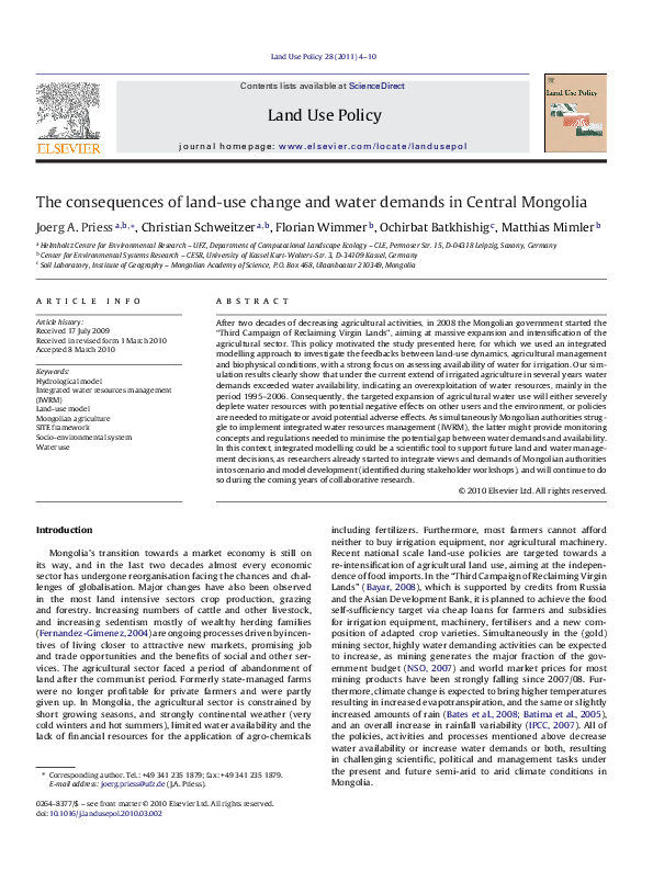 (PDF) The consequences of land-use change and water demands in Central ...