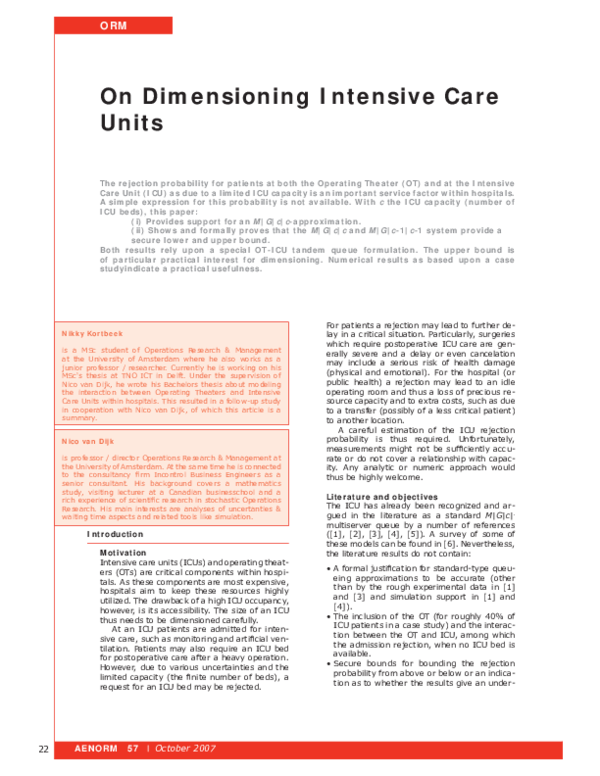 PDF) On Dimensioning Intensive Care Units | Nikky Kortbeek ...
