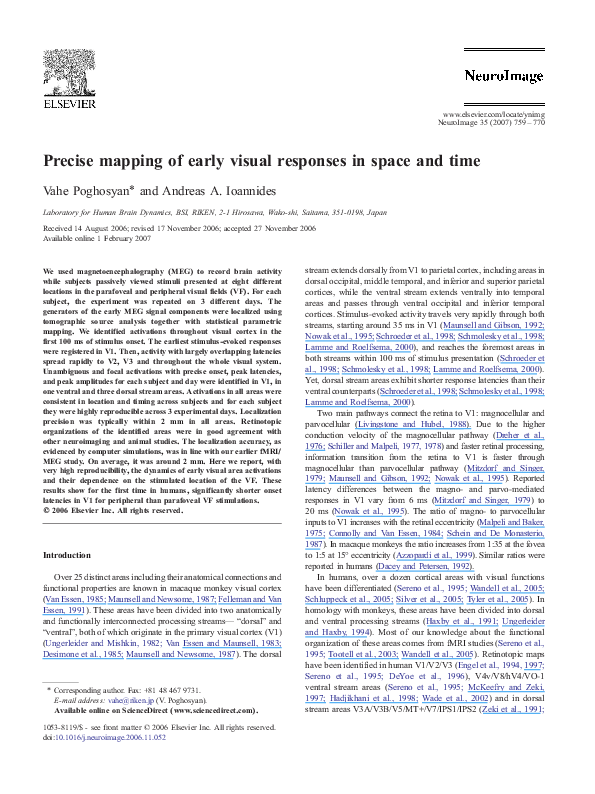 (PDF) Precise mapping of early visual responses in space and time
