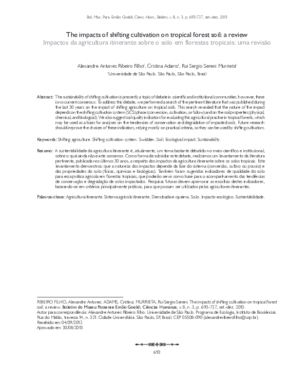 (PDF) The impacts of shifting cultivation on tropical forest soil: a review