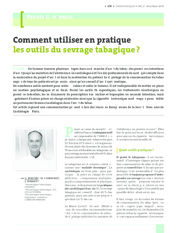 (PDF) Comment utiliser en pratique les outils du sevrage tabagique