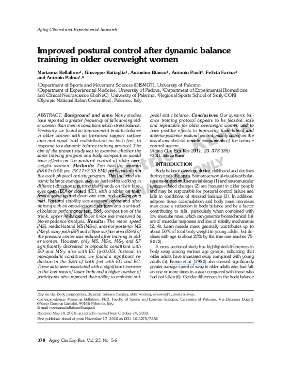 (PDF) Improved postural control after dynamic balance training in older ...