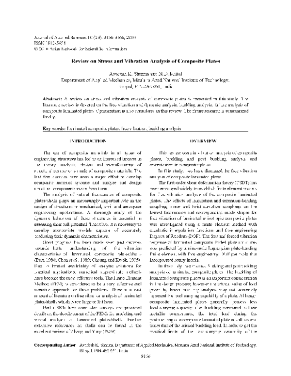 (PDF) Review on Stress and Vibration Analysis of Composite Plates