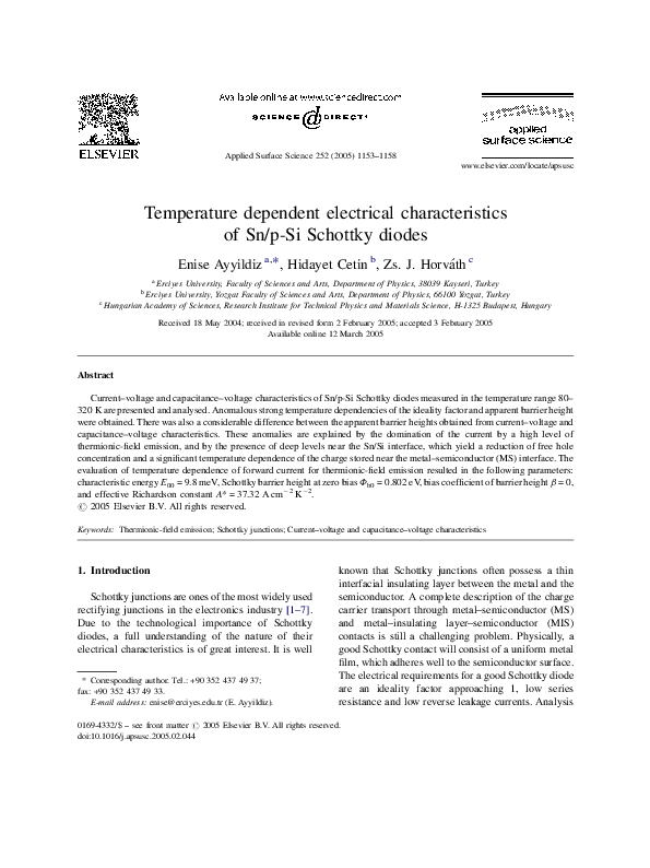 (PDF) Temperature Dependent Electrical Characterization of Organic ...