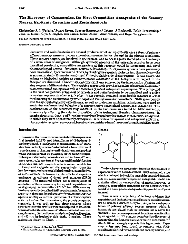 (PDF) The Discovery of Capsazepine, the First Competitive Antagonist of ...